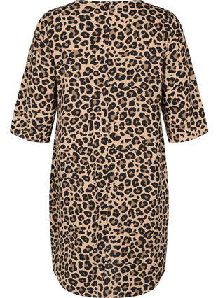 Printed dress with 3/4 sleeves, Leopard, Packshot image number 1