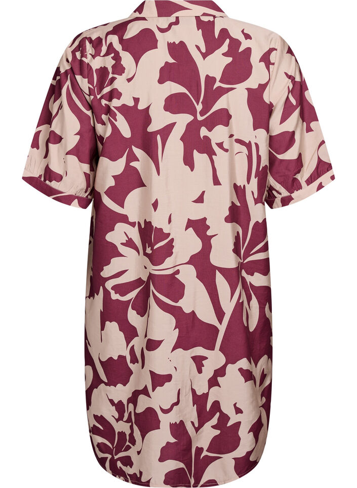 Knee-length dress with print and V-neck, Red, Packshot image number 1