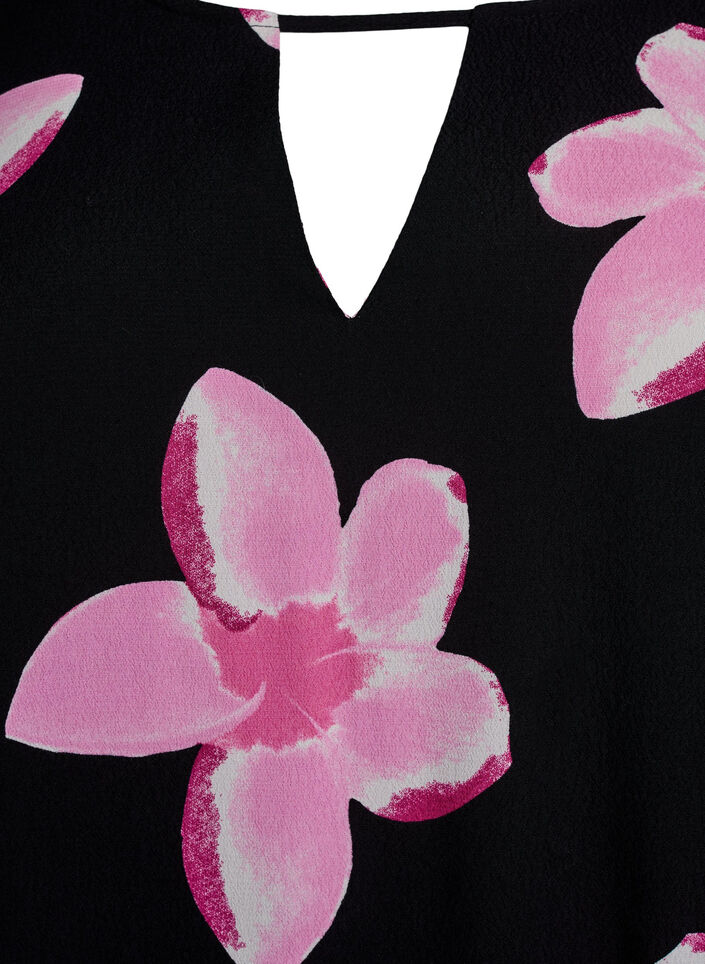 Short sleeve viscose Blouse with print, Black, Packshot image number 2