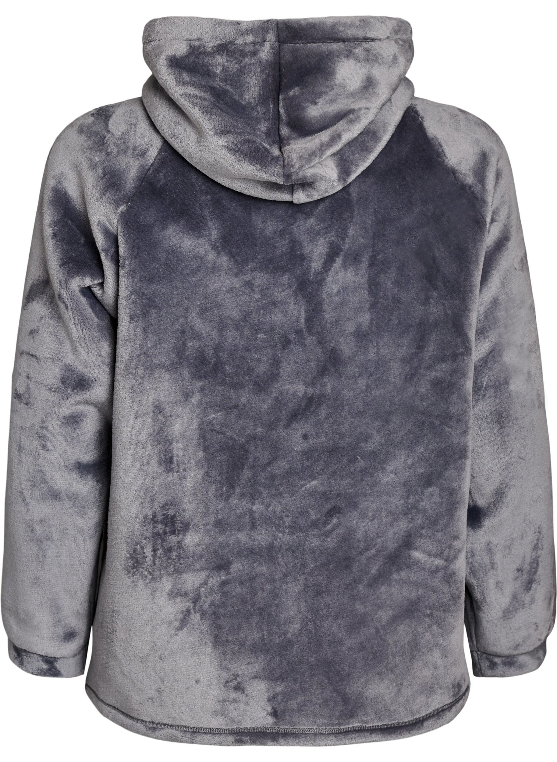 ZizzifashionVelour hoodie with kangaroo pocket, Grey, Packshot image number 1