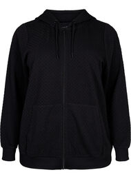 Structured sporty cardigan with zip, Black, Packshot