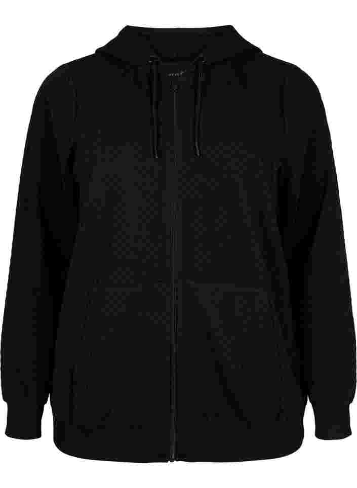Structured sporty cardigan with zip, Black, Packshot image number 0