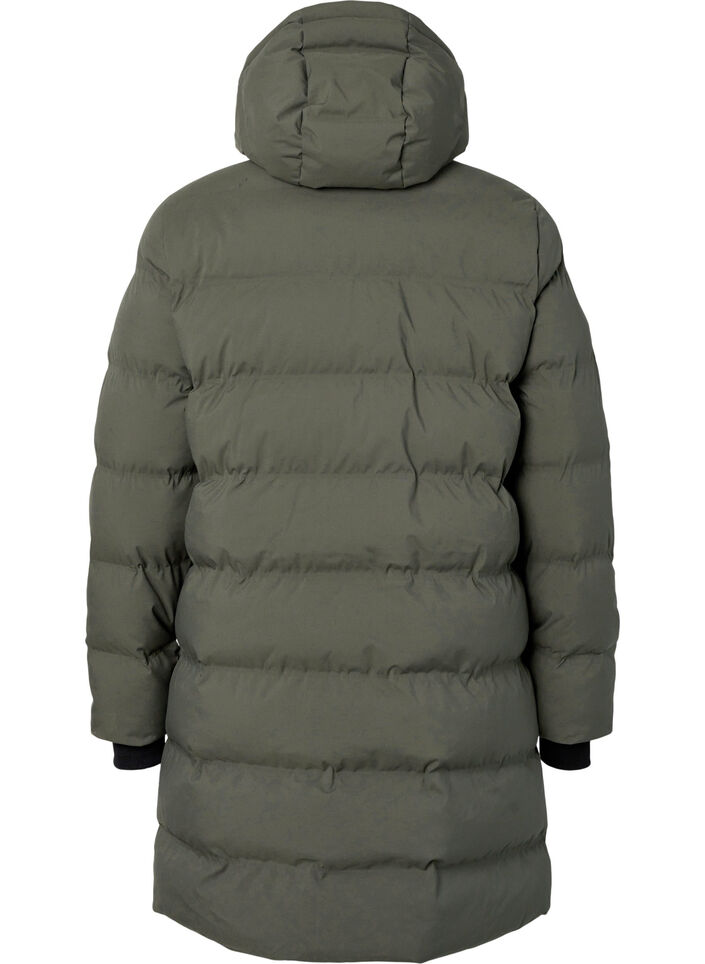 Puffer coat with hood and pockets, Green, Packshot image number 1