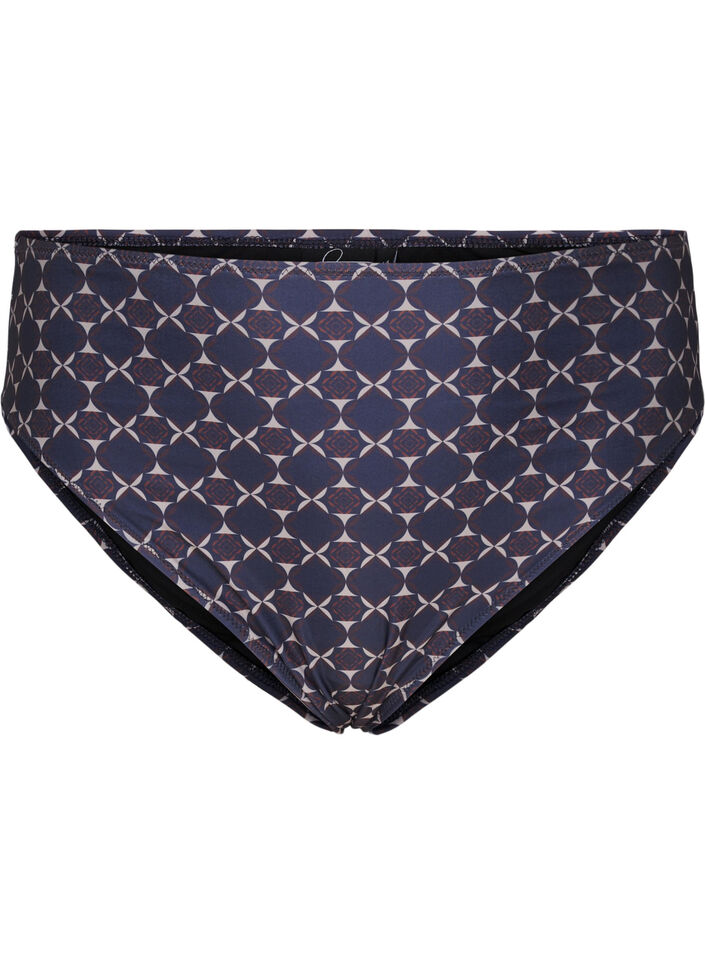 High-waisted bikini bottoms with print, Blue, Packshot image number 0