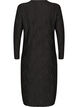 Midi dress with a wavy texture and long sleeves, Black, Packshot image number 1
