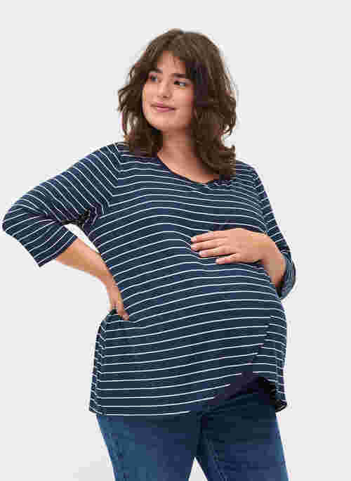 Striped maternity blouse with 3/4 sleeves