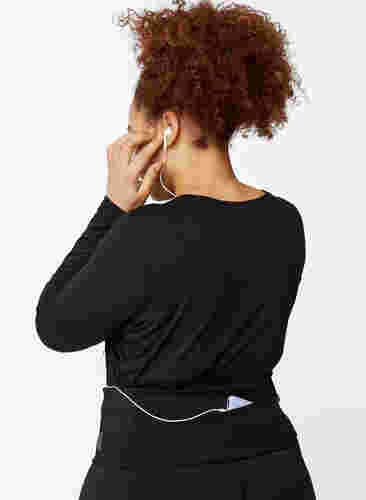 Running belt with pockets and zips, Black, Model image number 2