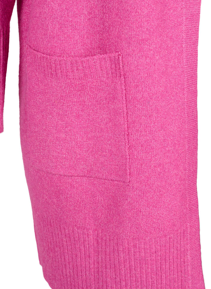 Ribbed Knit Cardigan with Pockets, Pink, Packshot image number 3