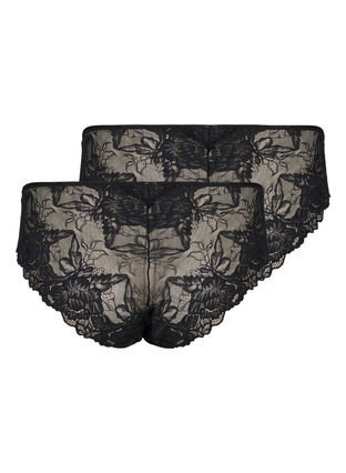 2-pack lace tai panties with regular waist., Black, Packshot image number 1