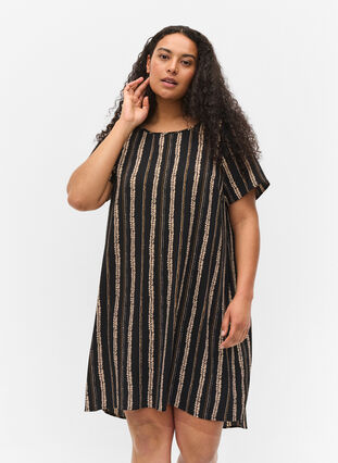 Dress with shorts sleeves, Graphic Stripe, Model image number 0