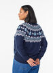 Knitted blouse with jacquard pattern and Christmas motifs, Blue, Model image number 2
