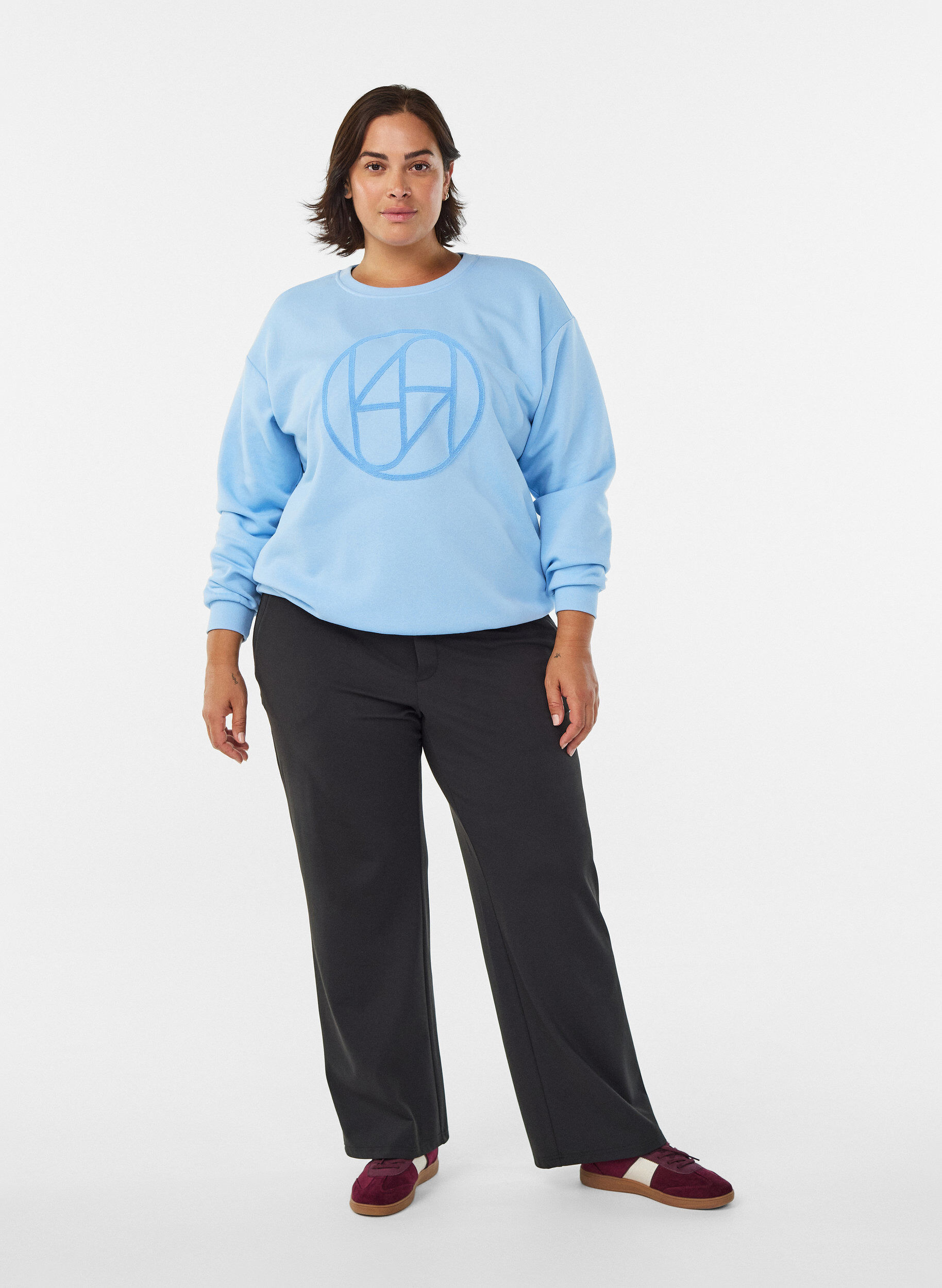 Zizzifashion Sweatshirt with terry logo, Light Blue, Model image number 1
