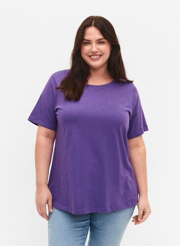 Basics cotton t-shirt 2-pack, Deep Lavender/Black, Model image number 0