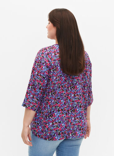 Blouse with 3/4 sleeves and print, Ditsy Flower, Model image number 1