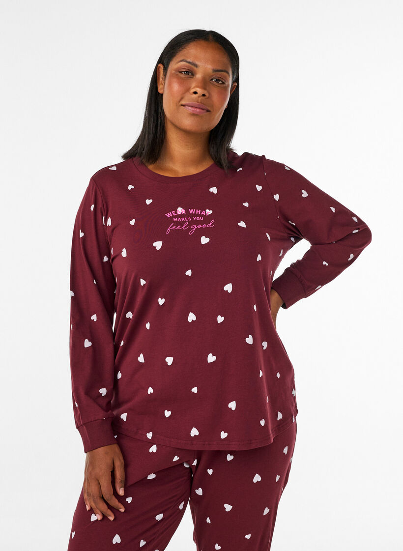 Printed night top, Red, Model image number 0