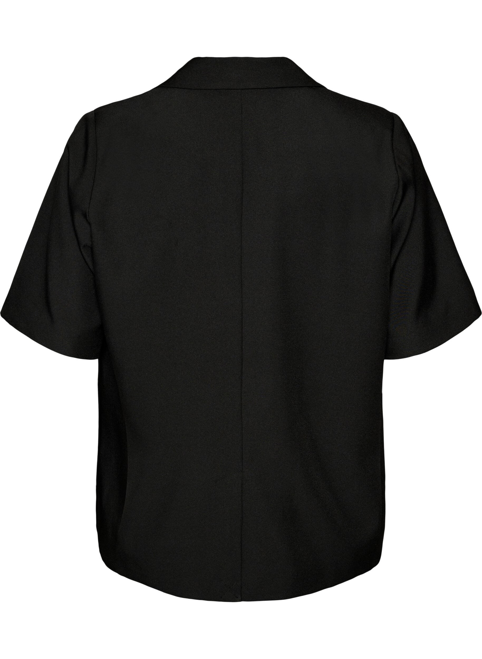 Zizzifashion Blazer with short sleeves and lapels, Black, Packshot image number 1