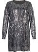 Long-sleeved sequin dress with pattern, Silver Sequins, Packshot image number 0