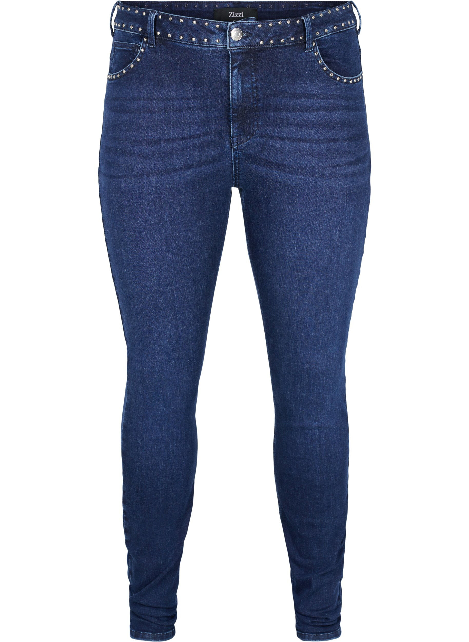 Zizzifashion Super slim Amy jeans with studs, Dark blue, Packshot image number 0