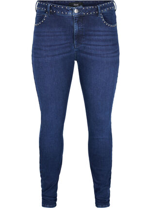 Super slim Amy jeans with studs, Dark blue, Packshot image number 0
