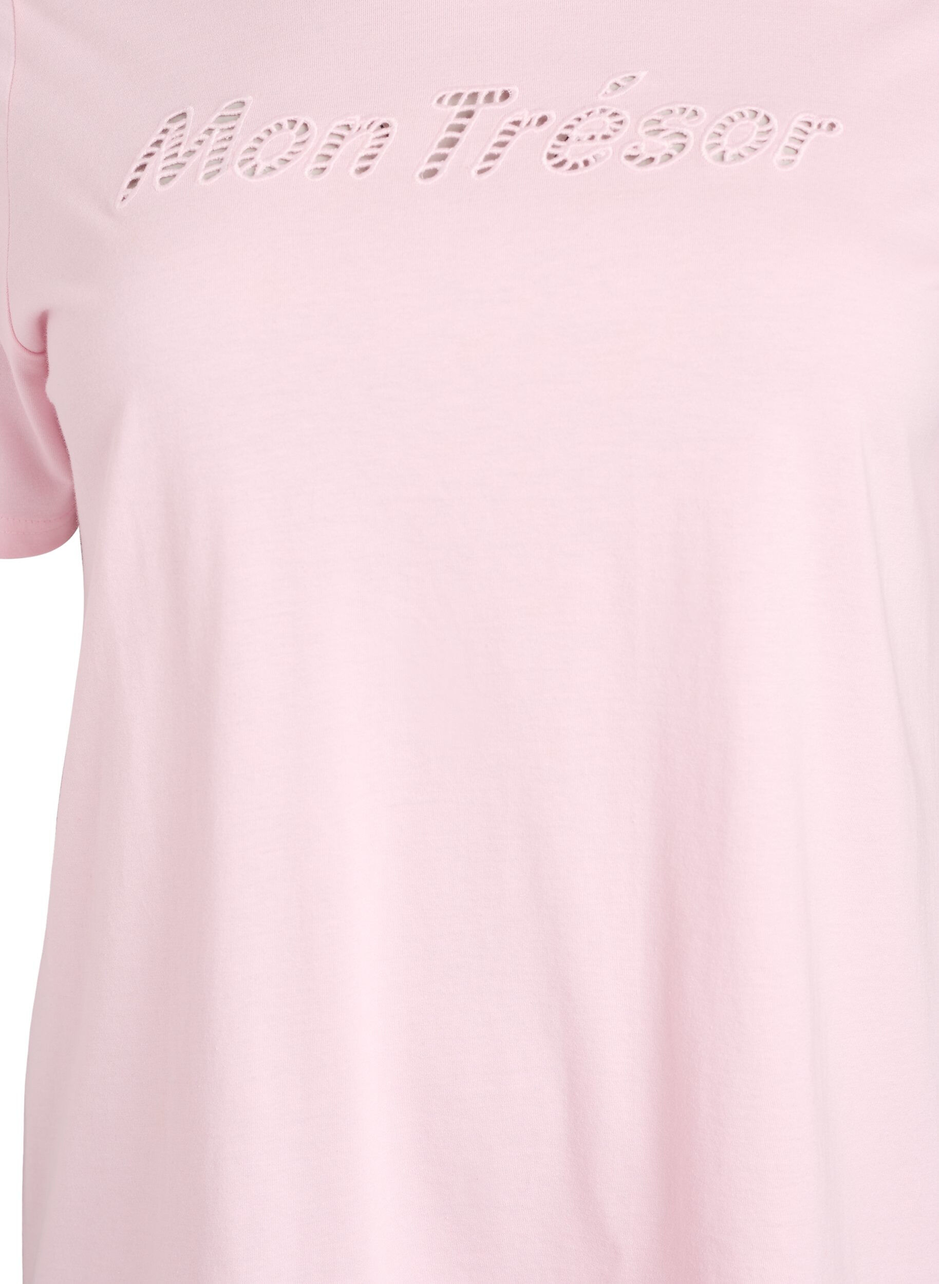 Zizzifashion Cotton t-shirt with a decorative front detail, Pink, Packshot image number 2
