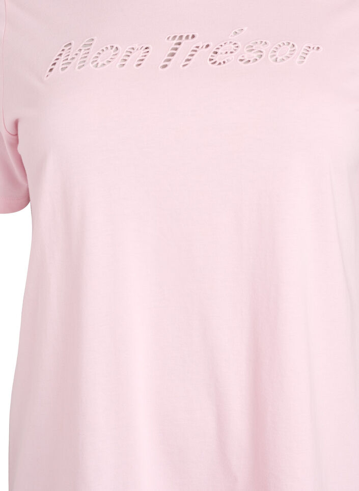 Cotton t-shirt with a decorative front detail, Pink, Packshot image number 2