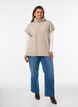 Knitted vest with turtleneck and cable knit, Beige, Model image number 1
