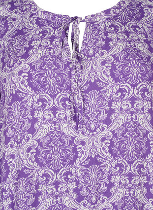 Short-sleeved viscose dress with print, D. Lavender Oriental, Packshot image number 2