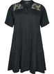 Jersey dress with lace details and a layered skirt, Black, Packshot image number 0