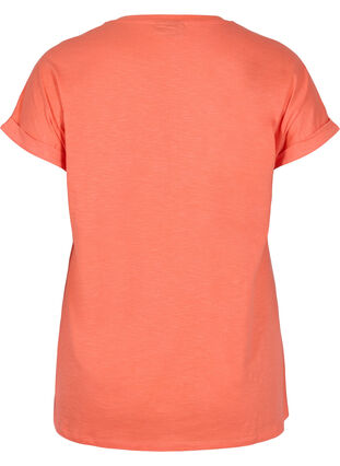 T-shirt with print in organic cotton, Living Coral Text, Packshot image number 1