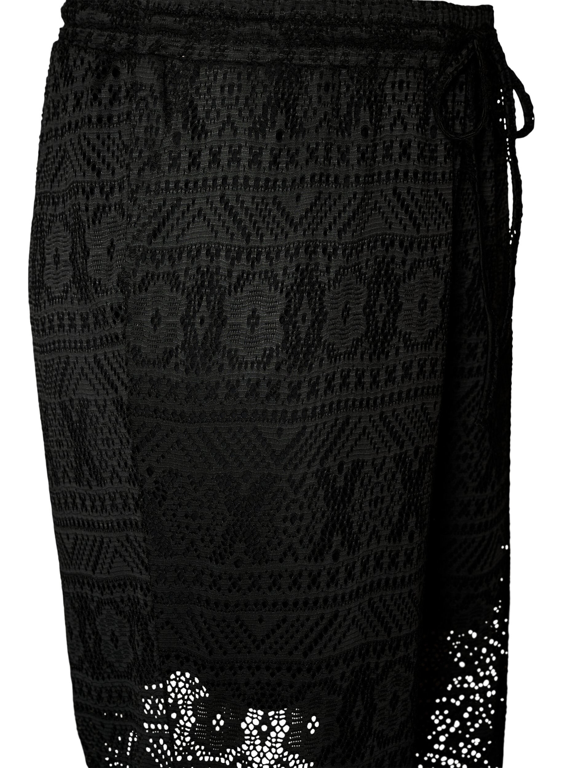 ZizzifashionEyelet lace trousers with straight legs, Black, Packshot image number 2
