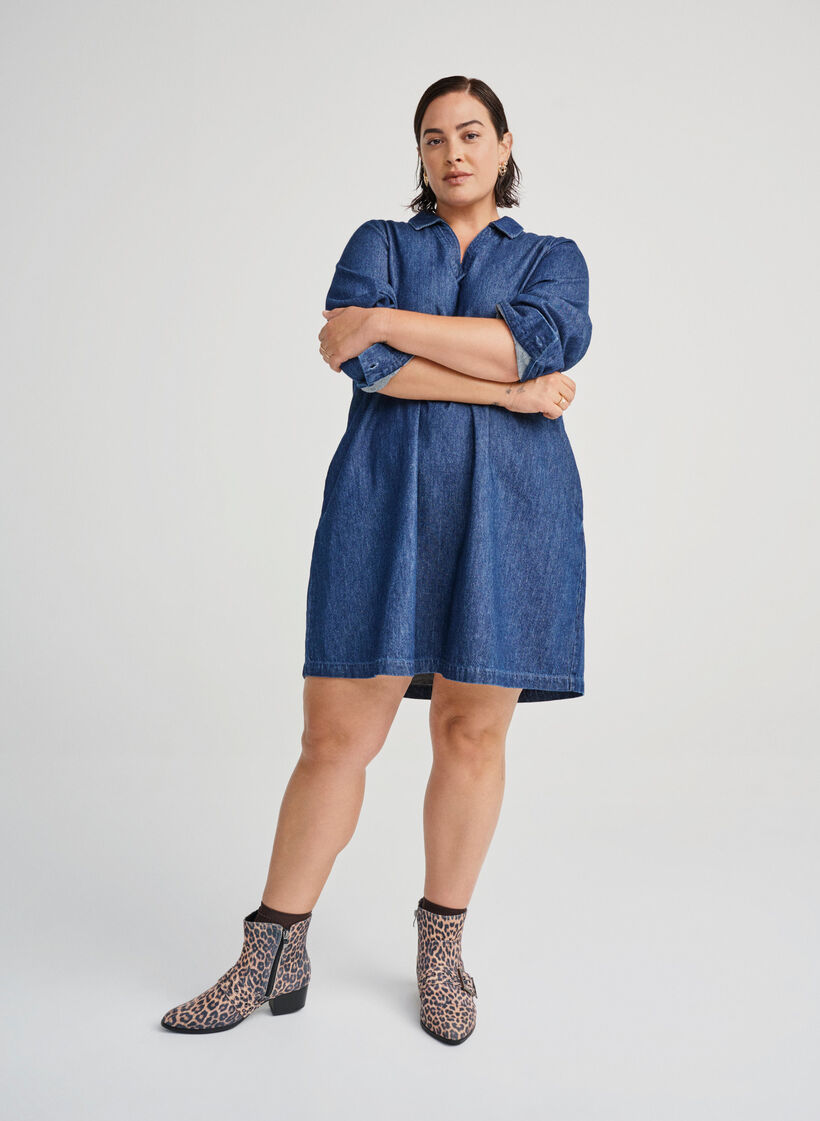 Wide fit - Leopard print ankle boot with buckle and studs, Brown, Image