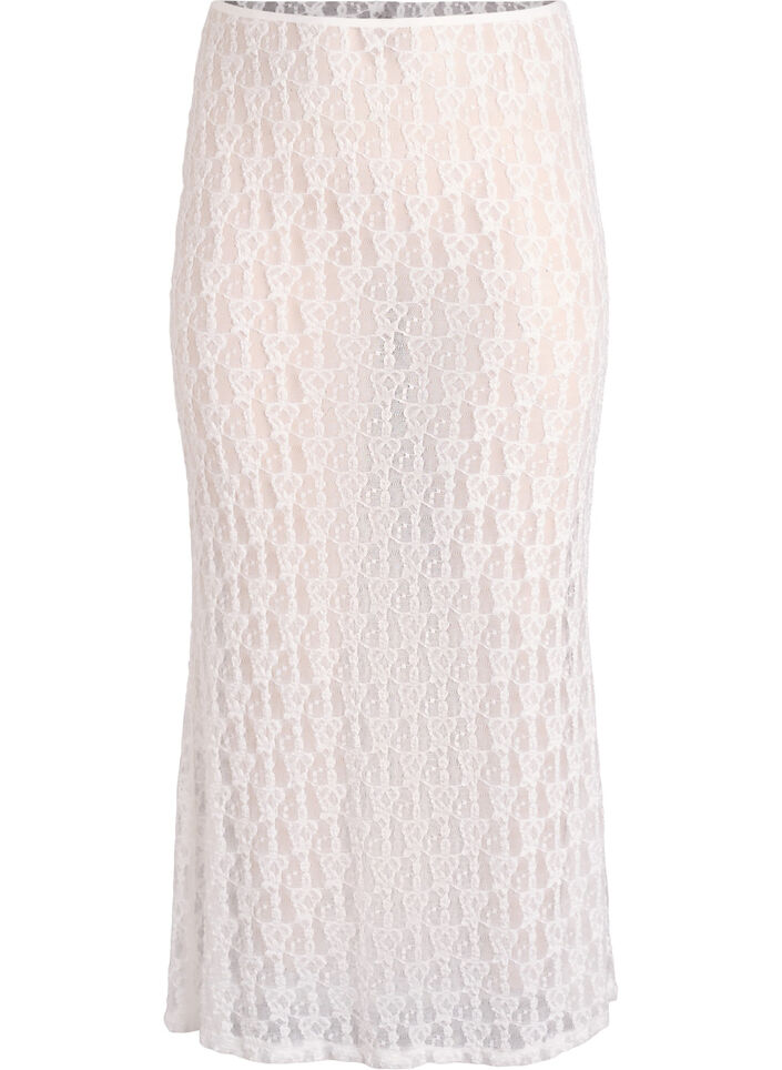 Long sheer lace skirt, White, Packshot image number 0