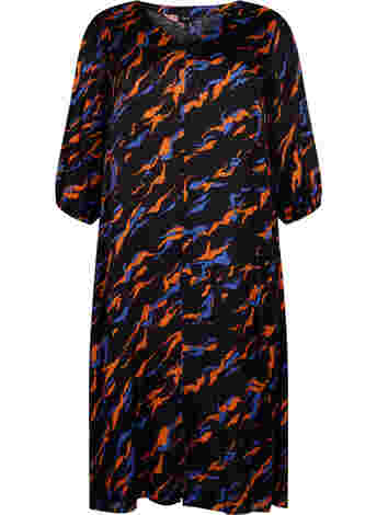 Printed midi dress with 3/4-length sleeves in viscose