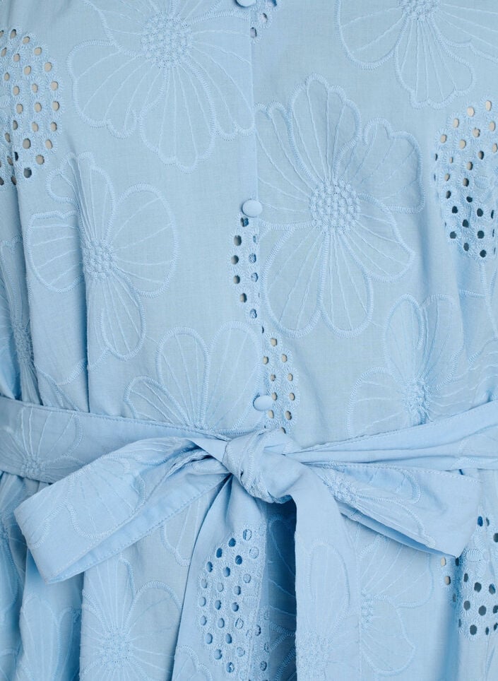Short dress with floral and eyelet embroidery, Light Blue, Packshot image number 2