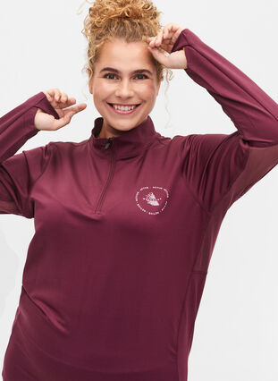 High neck exercise top with zip, Fig, Model image number 2