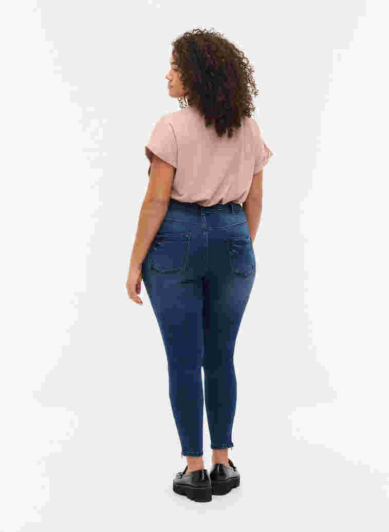 Cropped Amy jeans with a zip, Dark blue denim, Model image number 1