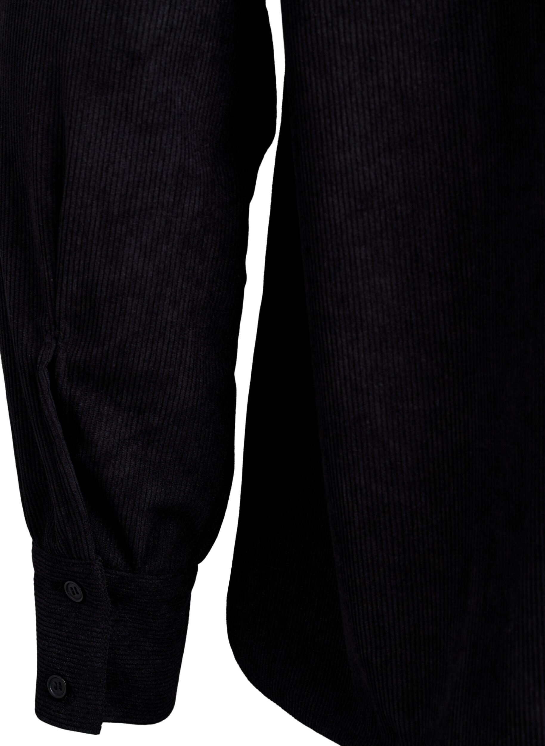 Zizzifashion Long-sleeved shirt blouse in corduroy, Black, Packshot image number 3