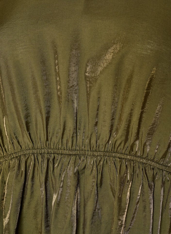 Shiny viscose blouse with peplum effect, Green, Packshot image number 2