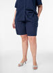 High-waisted linen and viscose shorts, Blue, Model image number 3