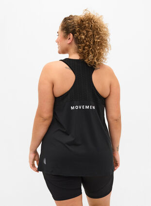 Sports top with text print, Black, Model image number 1