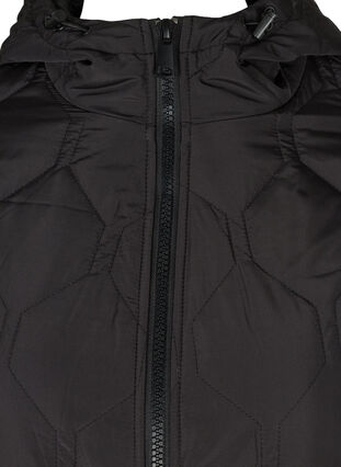Hooded quilted jacket with large pockets, Black, Packshot image number 2