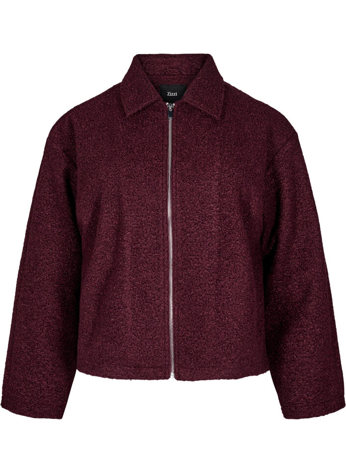 Short jacket with zipper, Dark Bordeaux, Packshot image number 0