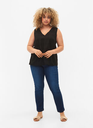 Viscose top with structure, Black, Model image number 2