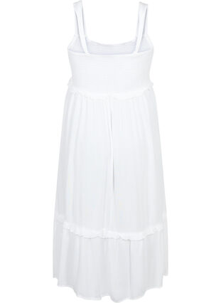 Viscose midi dress with smock, Bright White, Packshot image number 1
