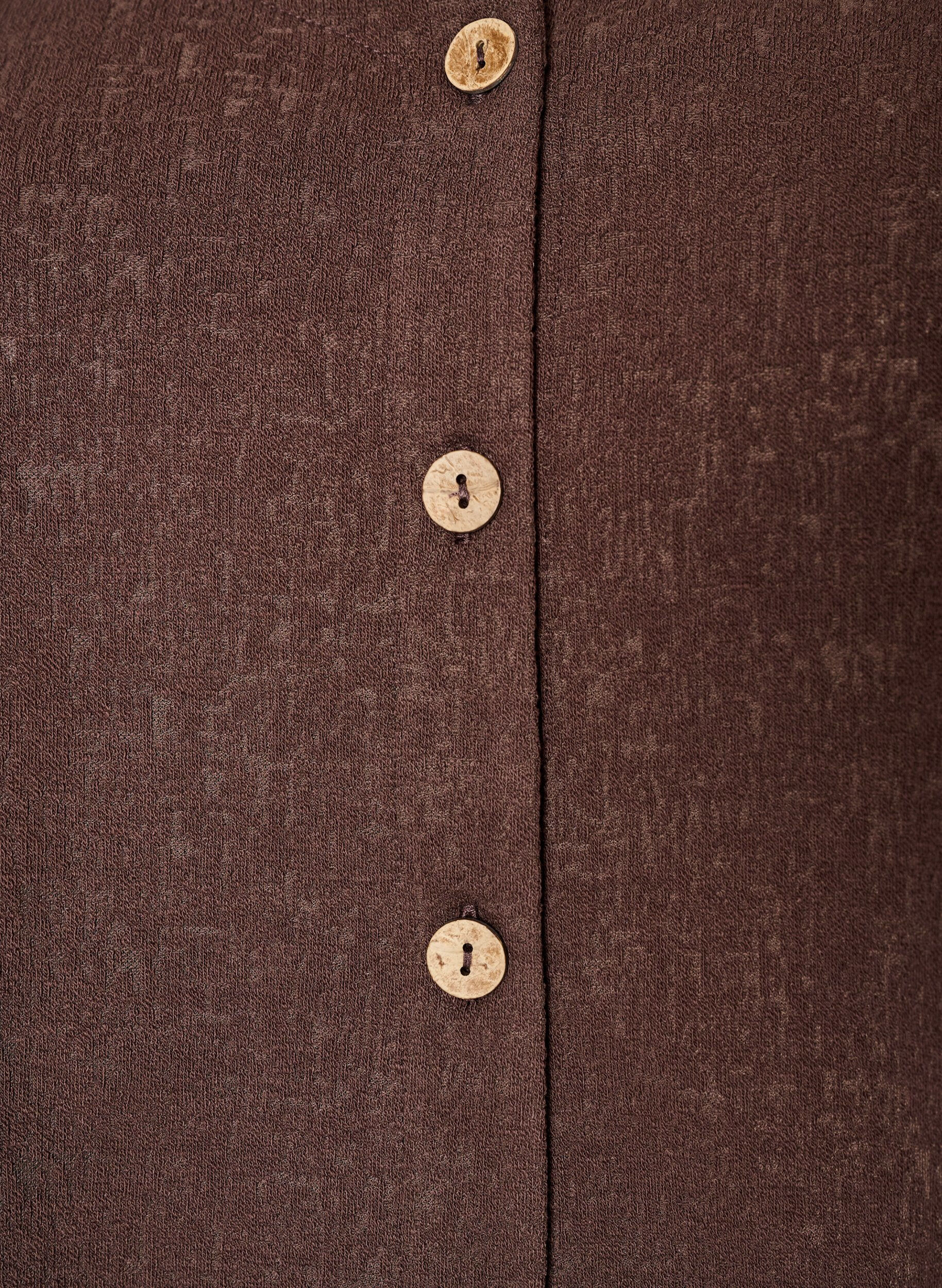 ZizzifashionTextured cotton blouse with button fastening, Brown, Packshot image number 2