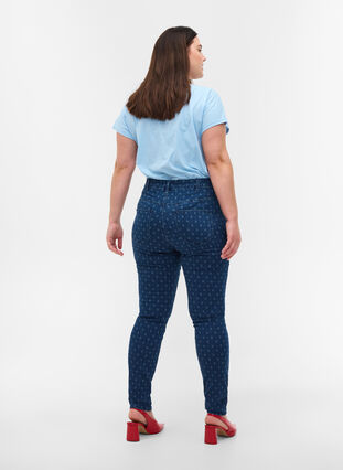 Super slim Amy jeans with print details, Dark blue, Model image number 1