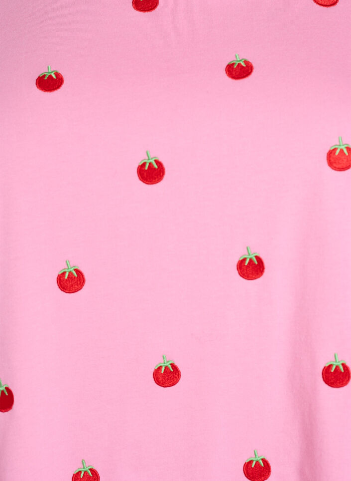 T-shirt in organic cotton with embroidered motifs, Pink, Packshot image number 2