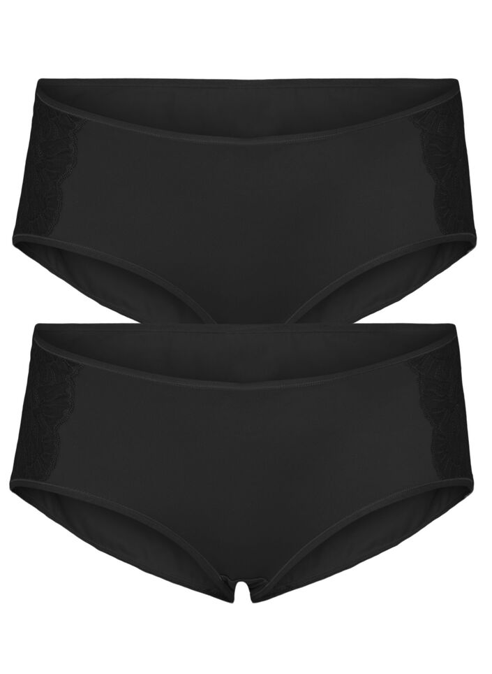 Regular rise underwear 2-pack - Black - Sz. 42-60 - Zizzifashion