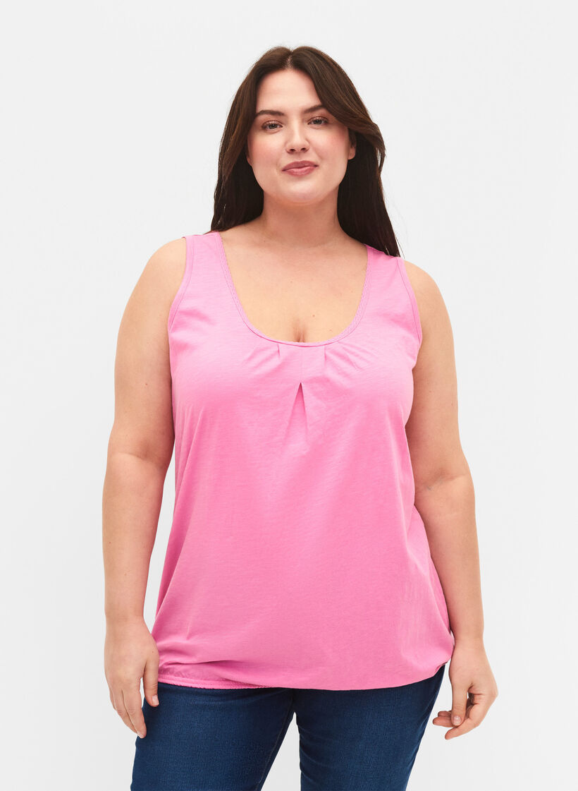 2-pack cotton top with lace trim, Rosebloom / Black, Model image number 0