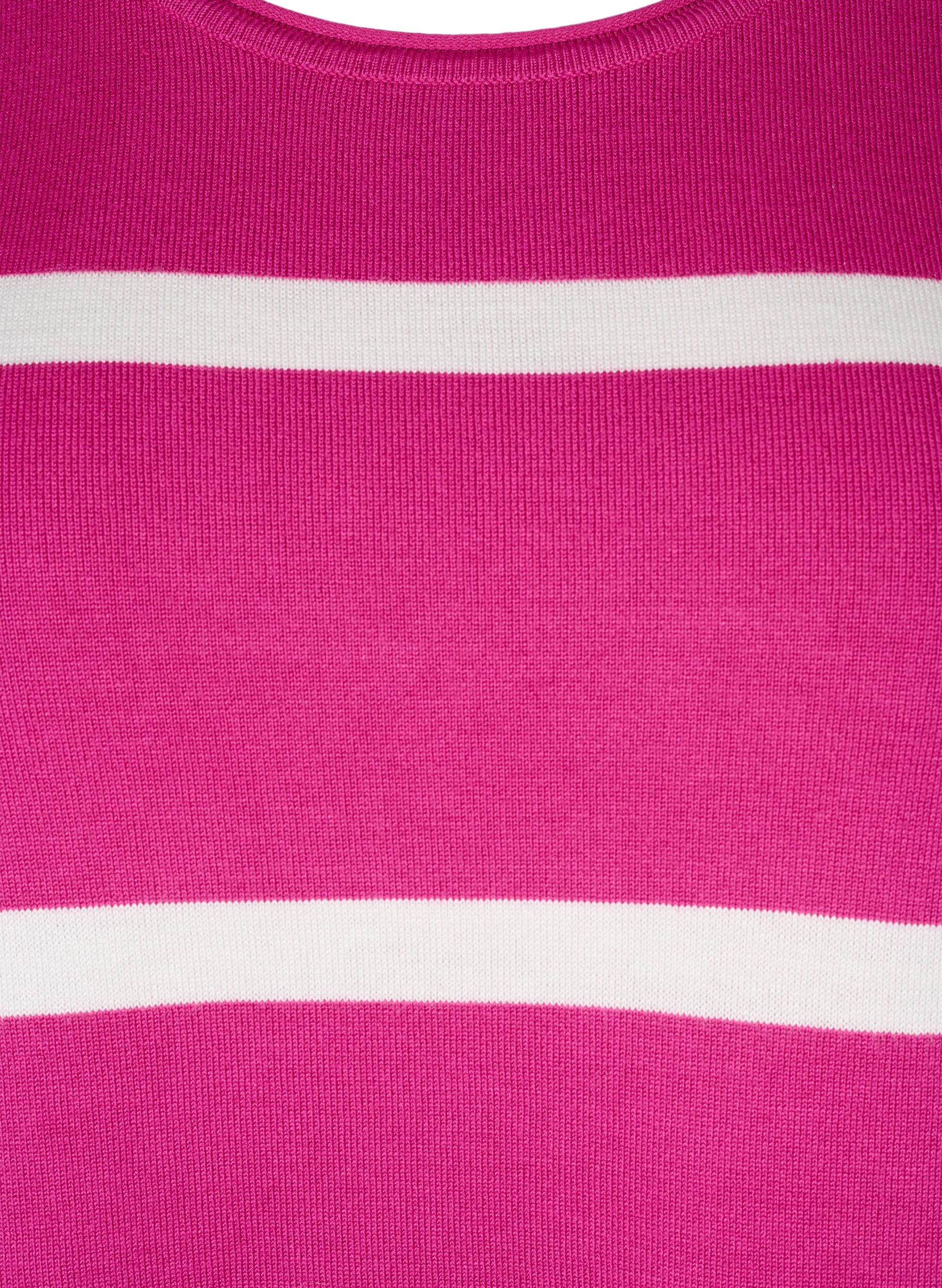 Zizzifashion Knitted viscose blouse with stripes, Pink, Packshot image number 2